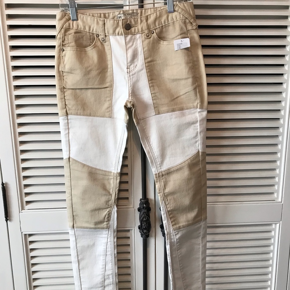 Free people white & tan jeans